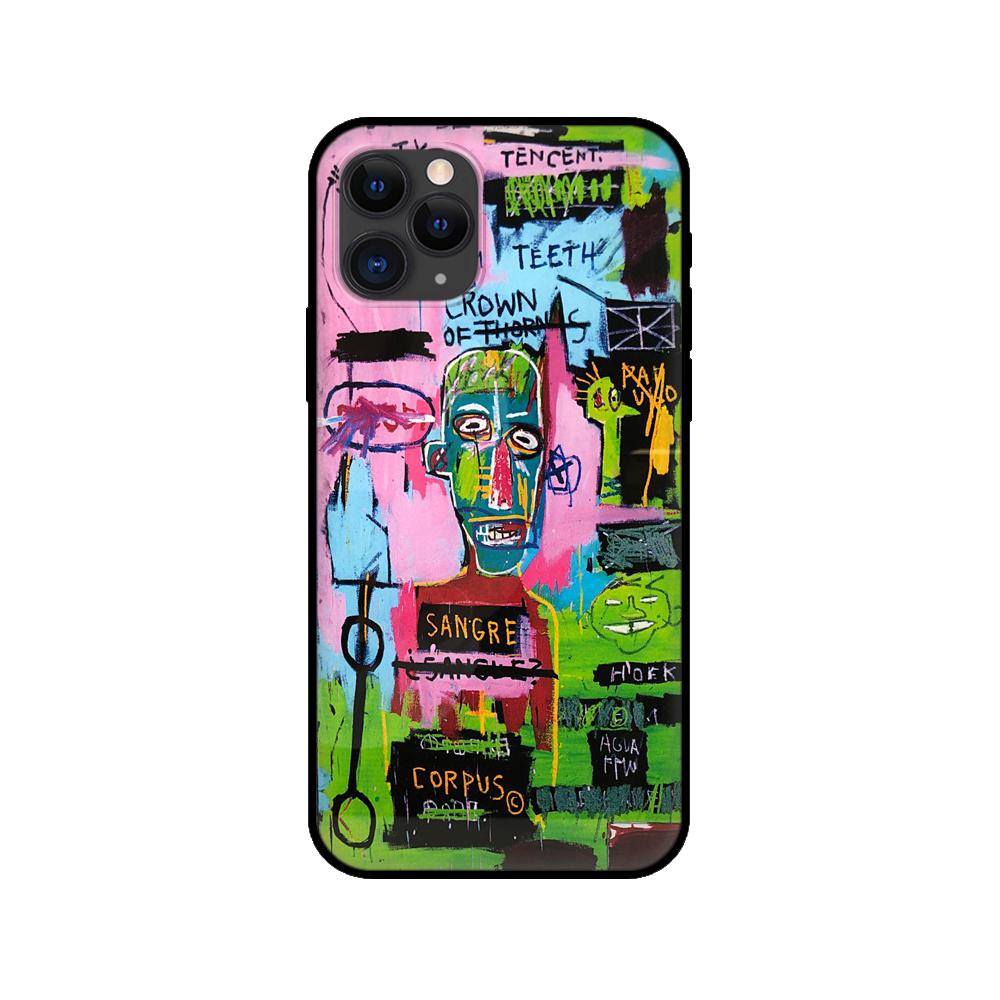 Black Tpu Case for Iphone 5 5s Se 2020 6 6s 7 8 Plus X 10 XR XS 11 12 13 Mini Pro MAX Back Cover Ins Street Graffiti Painting