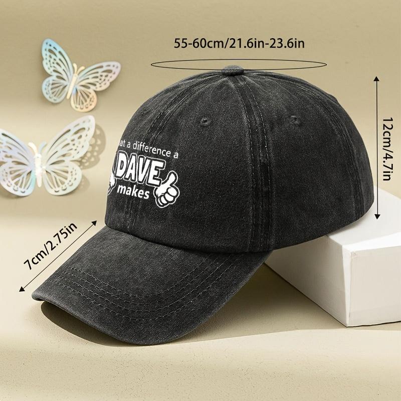 Fist DAVE Printed Washed Baseball Cap Pure Cotton Washed Distressed Peaked Cap Outdoor Sports and Leisure Sun Hat