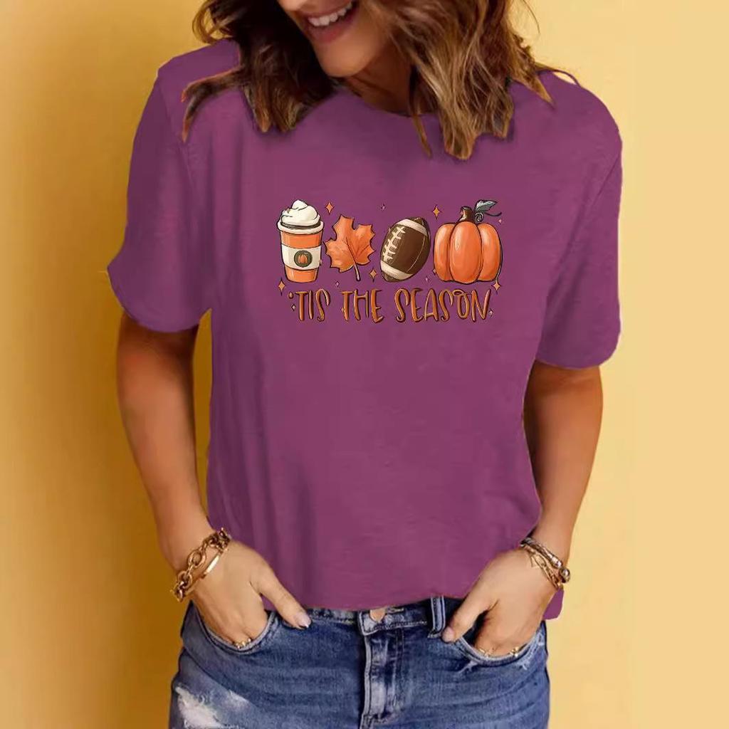 Sommer Damen Bedrucktes Rundhals Kurzarm T-Shirt - Lässige Mode