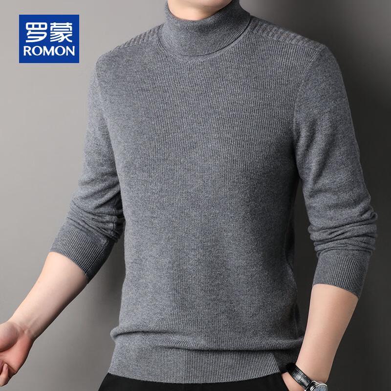 ROMON Men's 100% Pure Wool Thick Turtleneck Sweater