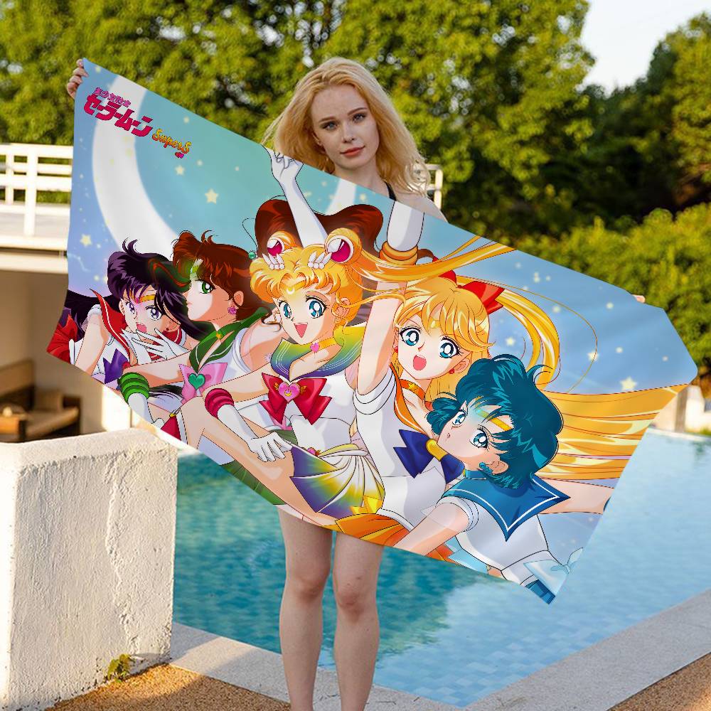 Hot Anime S-Sailor M-Moon Microfiber Beach Towel Absorbent Quick Dry Soft Yoga Swimming Resort Mountain Climbing Towel