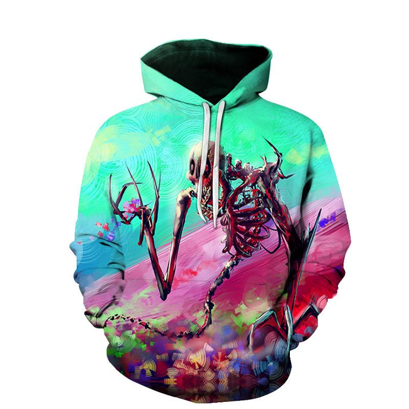 

Autumn 3D Cartoon Skull Pattern Printed Hoodies Fashionable Casual Sports Long Sleeved Men s Hooded Sweatshirts 6XL