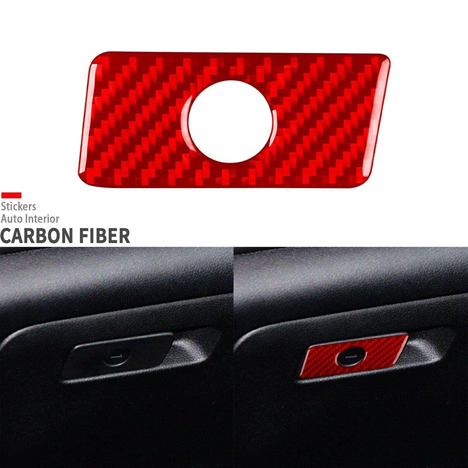 Red Carbon Fiber Co-pilot Glove Box Handle Cover Trim For Jeep Cherokee 2014-18