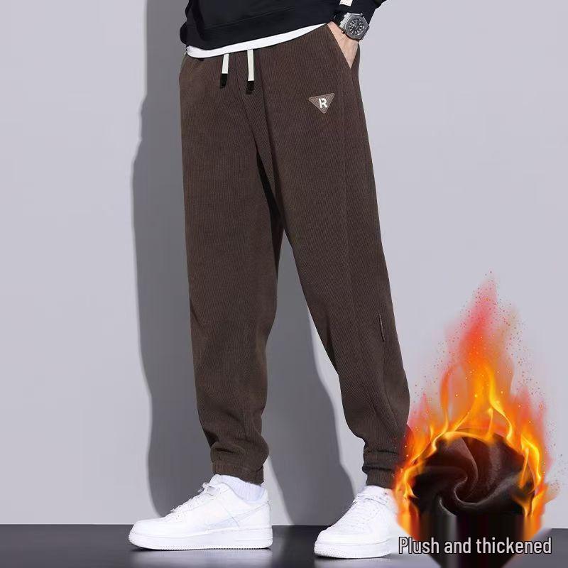 Men's Trendy Fleece-Lined Corduroy Sweatpants: Winter Warmth & Versatile Style