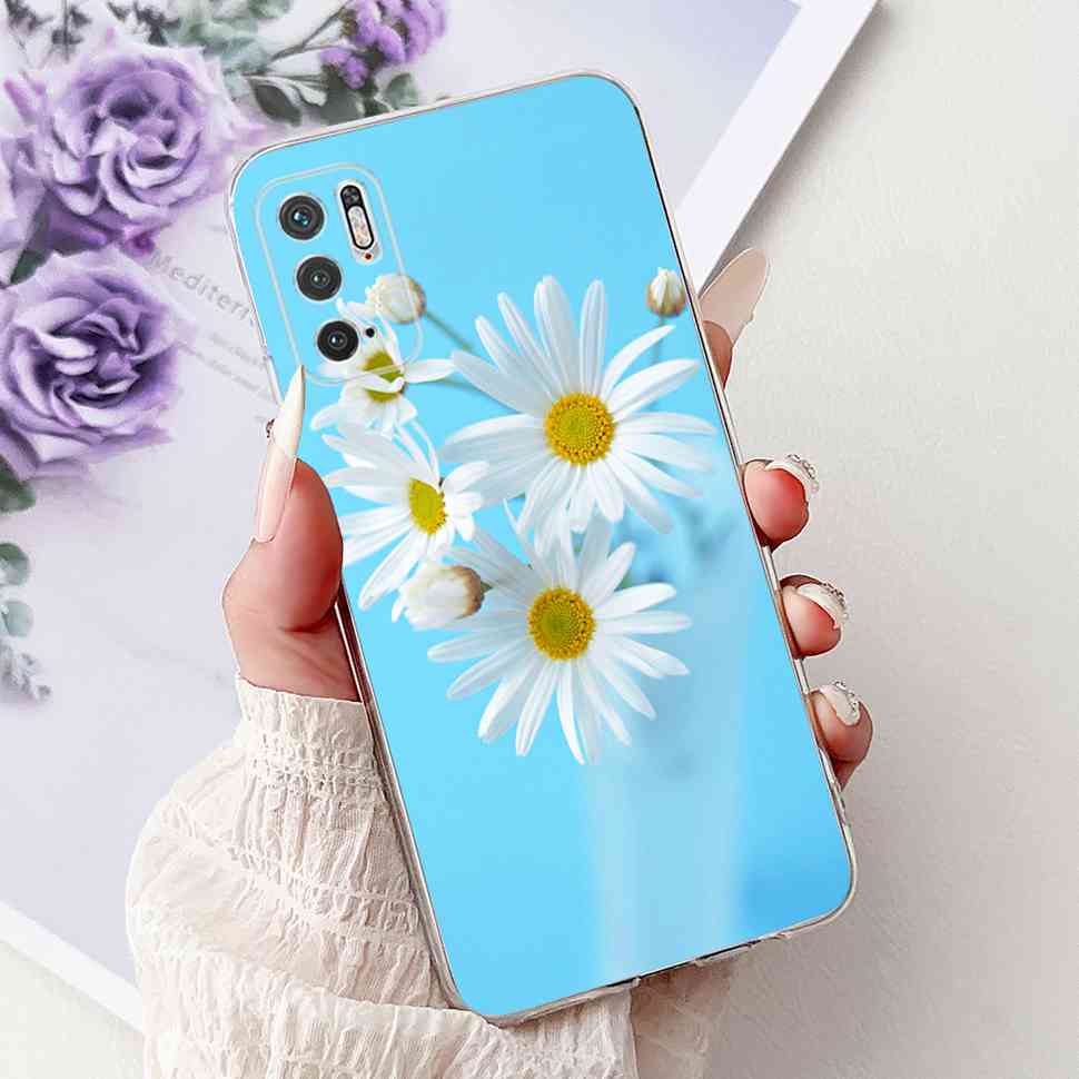 For Redmi Note 10 5G Case Fashion Rose Bow Soft Silicone TPU Back Cover For Xiaomi POCO M3 Pro 5G 6.5" Shockproof Phone Cases