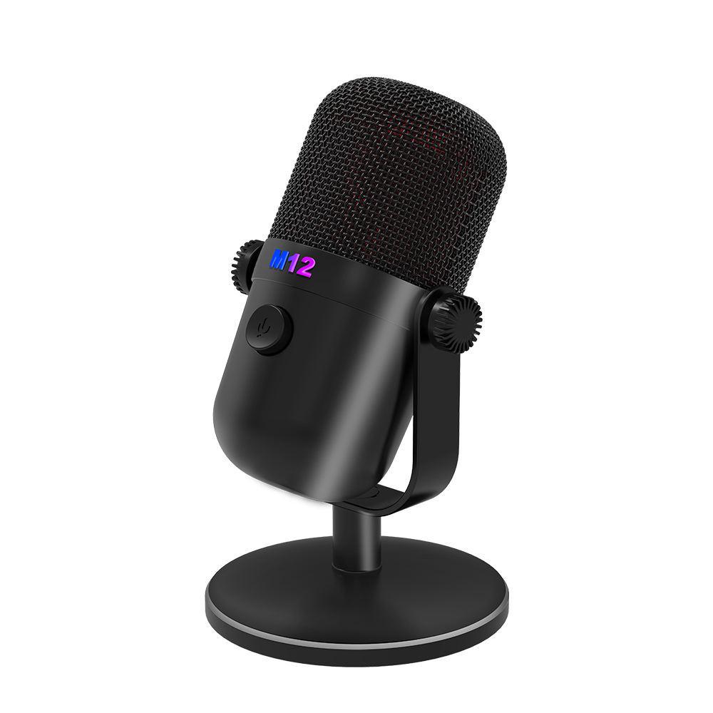M12 RGB USB Condenser Microphone for Esports, Gaming, Recording, and Live Broadcast