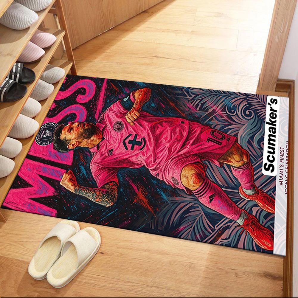 Messi 504 Floor Mat Suitable for Foyer Study Room Game Room Playrooms Antislip Carpet Decorate Offices Gift for Festivals