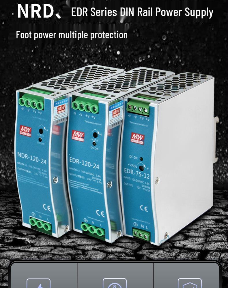 Mean Well DIN Rail Power Supply WDR/SDR/HDR/EDR/MDR/DR/NDR 240W, 24V/12V, 120W