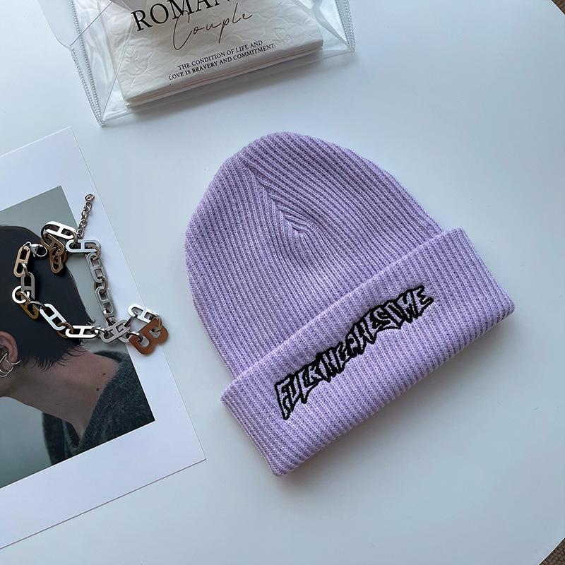 Korean Ins Super Hot Knitted Hat Men Autumn and Winter Retro Embroidery Cold Hat Spring and Autumn Hip Hop Trendy Brand Woolen Hat Women