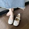 Bow Light Mouth Single Shoes Summer New One-word Belt Mary Jane Shoes with Skirt Women's Shoes