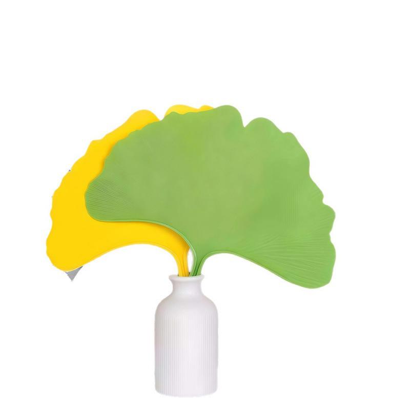 Durable Ginkgo Leaf Plastic Fan - Large, Thick, Artistic & Lightweight Hand-Crank Fan, Drop-Proof & Perfect for Summer