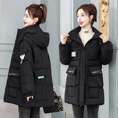 Women's Fall and Winter Medium-length Hooded Warm Coat Stand-up Collar Casual Jacket