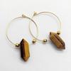 1pair Faceted Natural Stone Earrings for Women Amethyst Tiger Eye Trendy Stone Pendant Earring