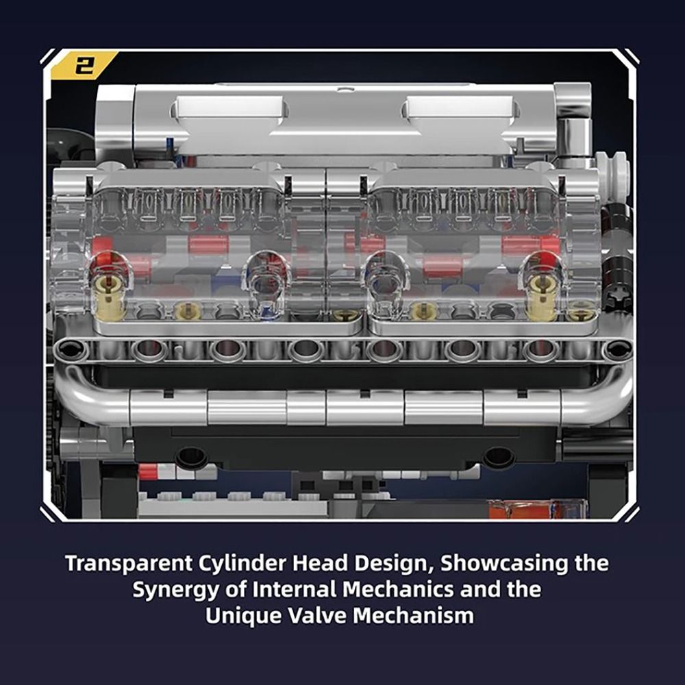 Motorized Simulation V8 Engine Building Block MOC Simulation Scale Model DIY Toys