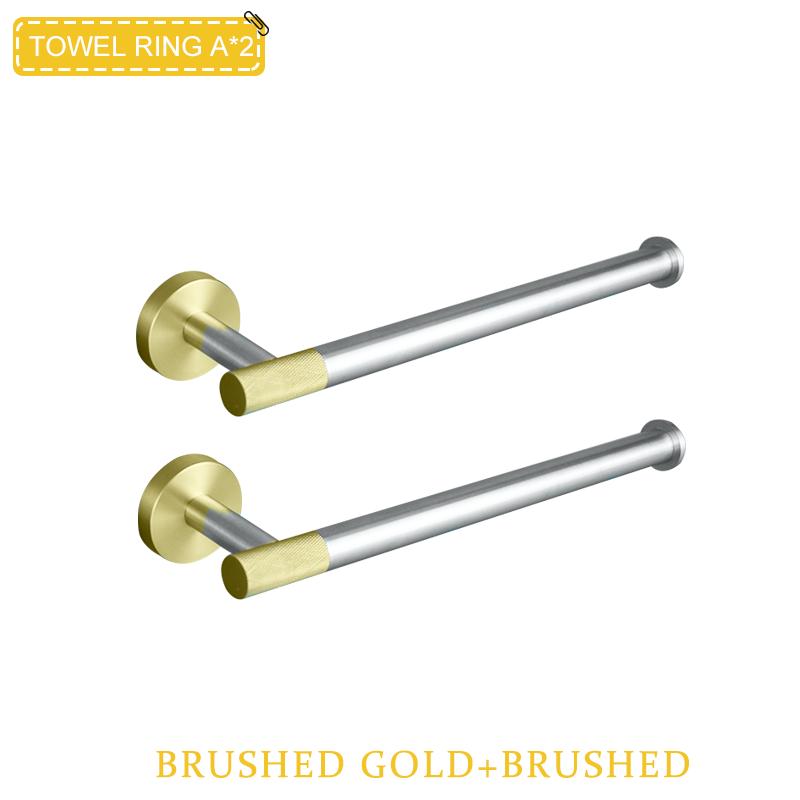 Brushed Gold & Brushed Bathroom Accessories Set Wall Mounted Clothes Hook Toilet Paper Holder Towel Bar Hardware Pendant