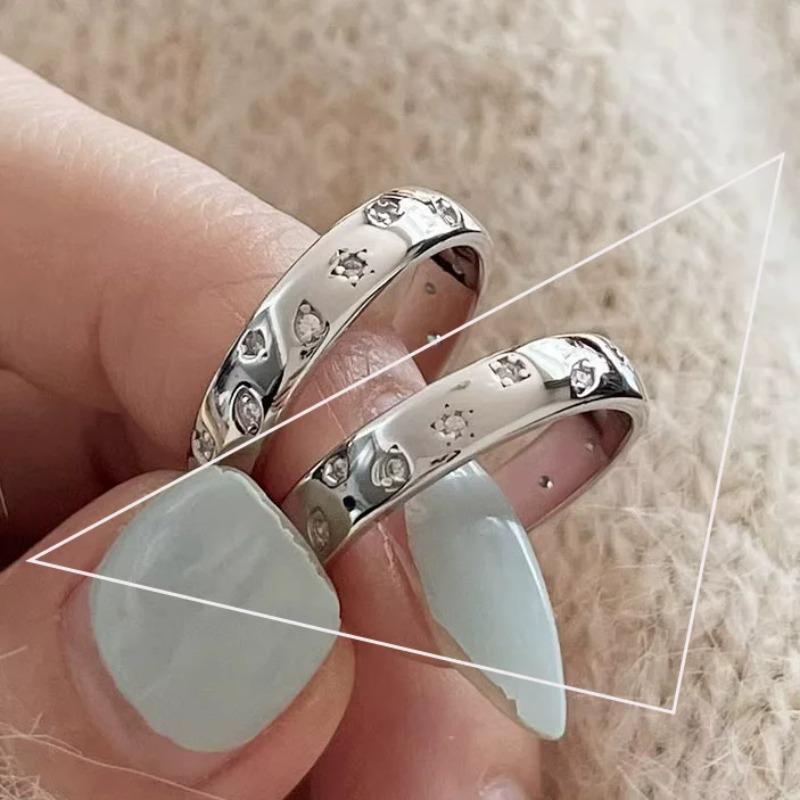 Sam Panda 925 Silver Rings For Women Men Fine Jewelry Finger Adjustable Open Vintage Chain Ring For Party Birthday Gift