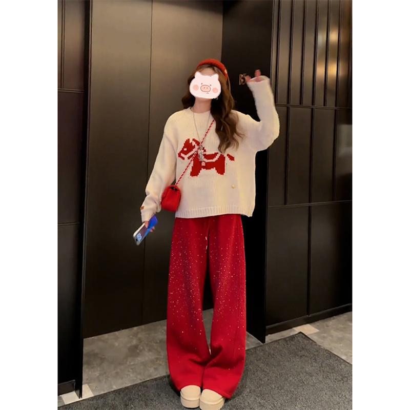 

Korean Vibe Age-Reducing Sweater & Fleece-Lined Pants Set XL (120-130 jin)