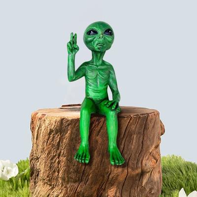 Aliens Figur Sitzend Fliegende Untertasse Harz Ornament Statue Modell Skulptur Mann Spielzeug Zuhause Büro