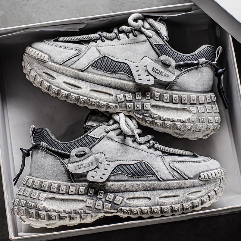 Men's Trendy Breathable Mesh Sneakers with Thick Tire Sole