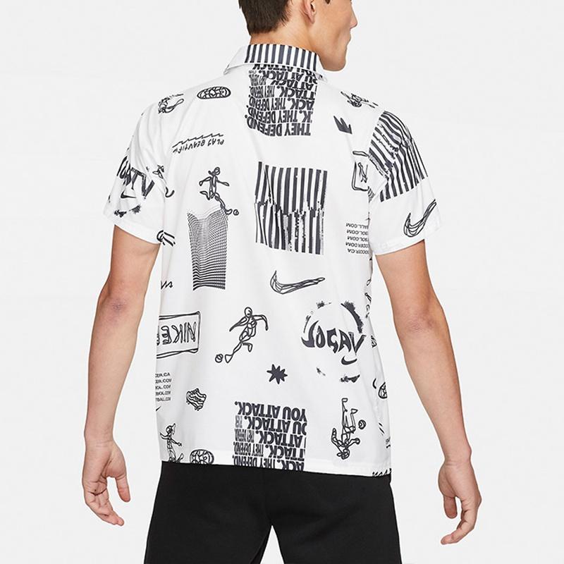 Nike Woven Soccer/Football Athleisure Casual Sports Printing lapel Shirt White Men's DA1474-100