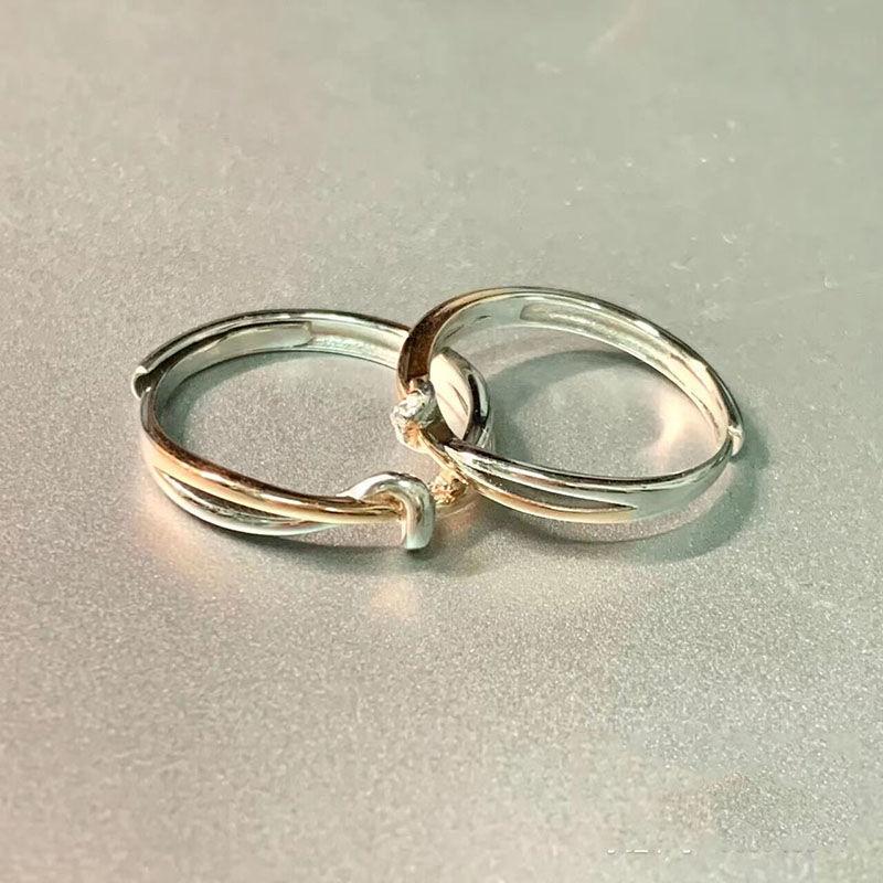 Romantic Couple Rings For Women Men Promise Couple Ring Valentine'S Day Gift Niche Design Sense High-End Light Luxury Simple Gif