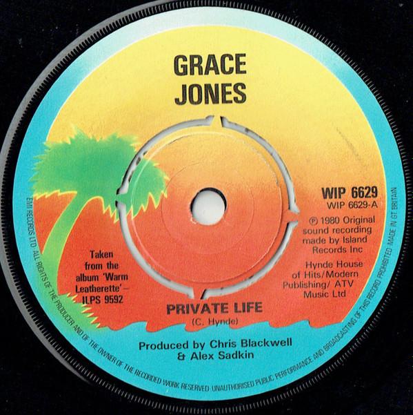 

7inch Record GRACE JONES - Private Life WIP6629 Island Records 1980 UK Dance & Electronica Used