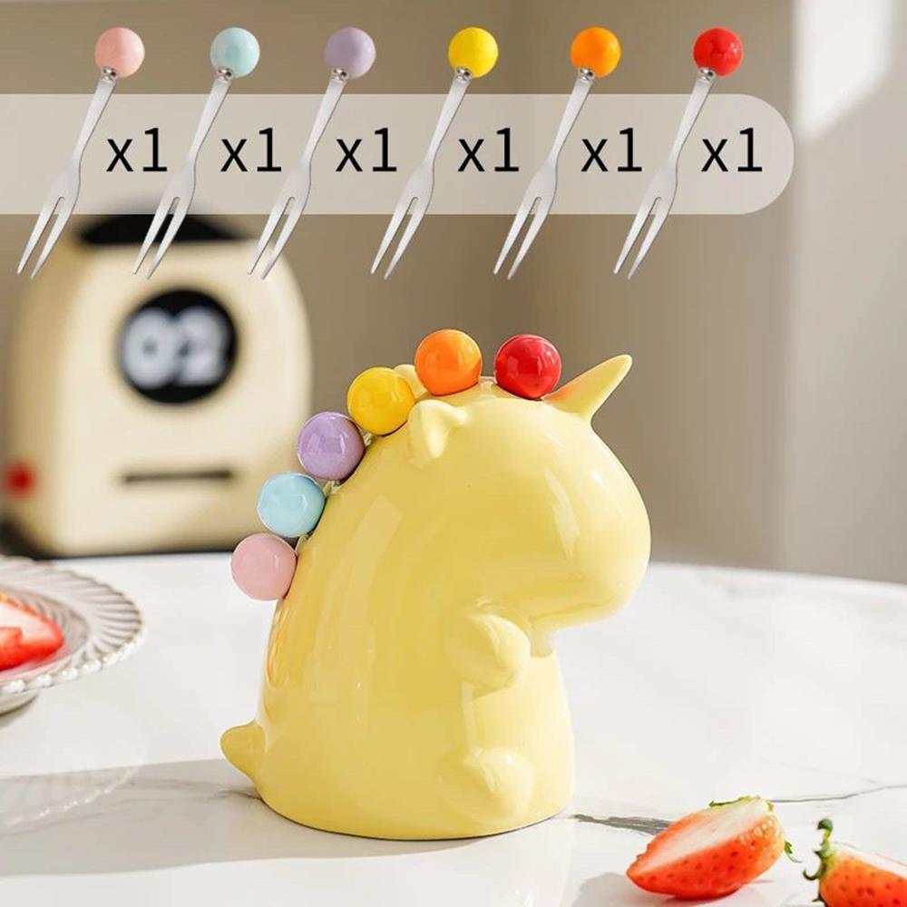 Cute Unicorn Fruit Fork White Whale Fountain Fruit Fork Set Creative Stainless Steel Fruit Fork Coffee Tea Dessert Fork Gift