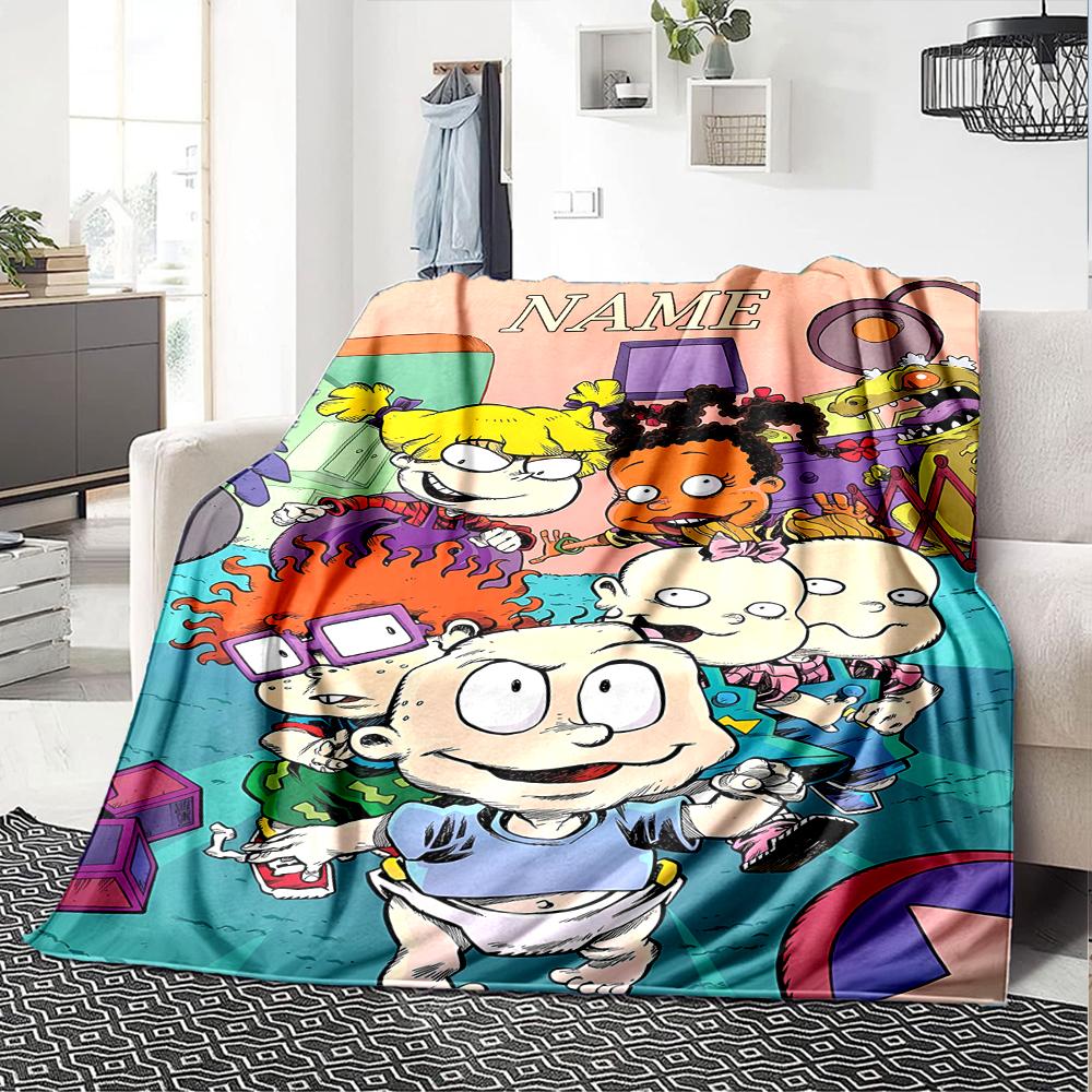 Custom Name Rugrats Theme Printed Blanket - Perfect for Couch, Bed, Travel & Outdoor Use | Machine Washable, Cozy & Durable.