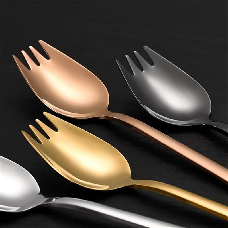 13.5cm Stainless Steel Salad Spoon Fruit Dessert Fork Afternoon Tea Portable Tableware 5 Colors Kitchen Small Spoons
