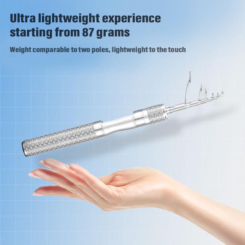 Portable Telescopic Spinning Fishing Rod Lightweight Carbon Fiber Soft Tip 31cm Ultra Short Section Mini Fishing Rod Ultra-soft Telescopic Lure Rod