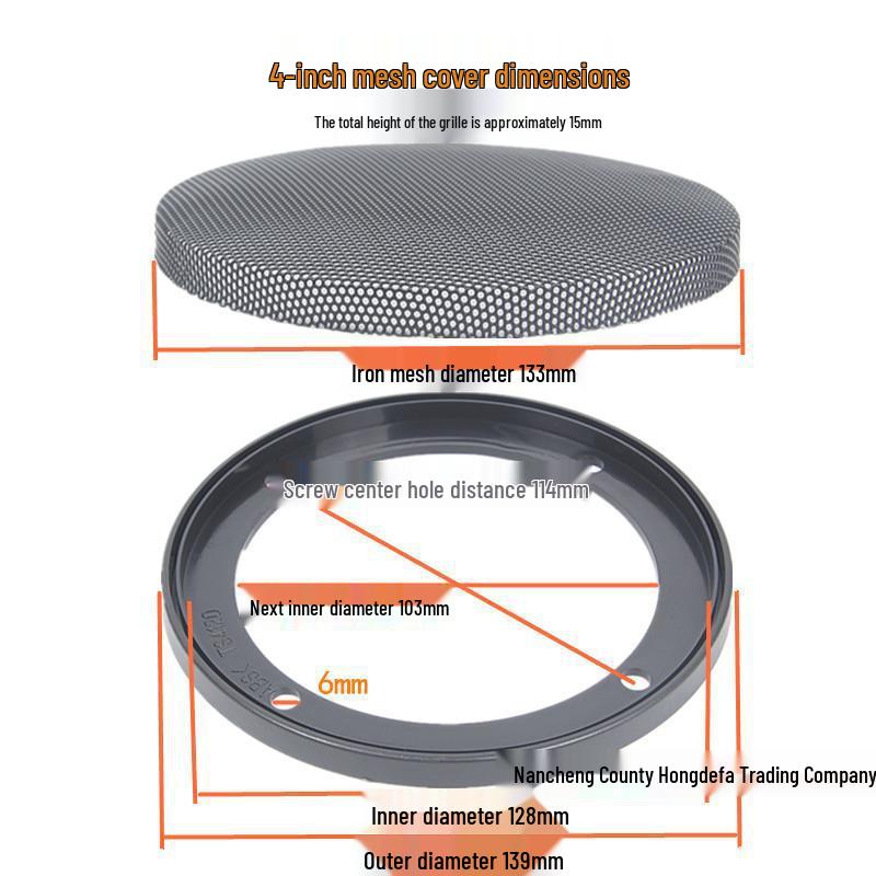 4 , 5 , 6.5  Car Speaker Grille & Decorative Ring Set with Mesh Cover