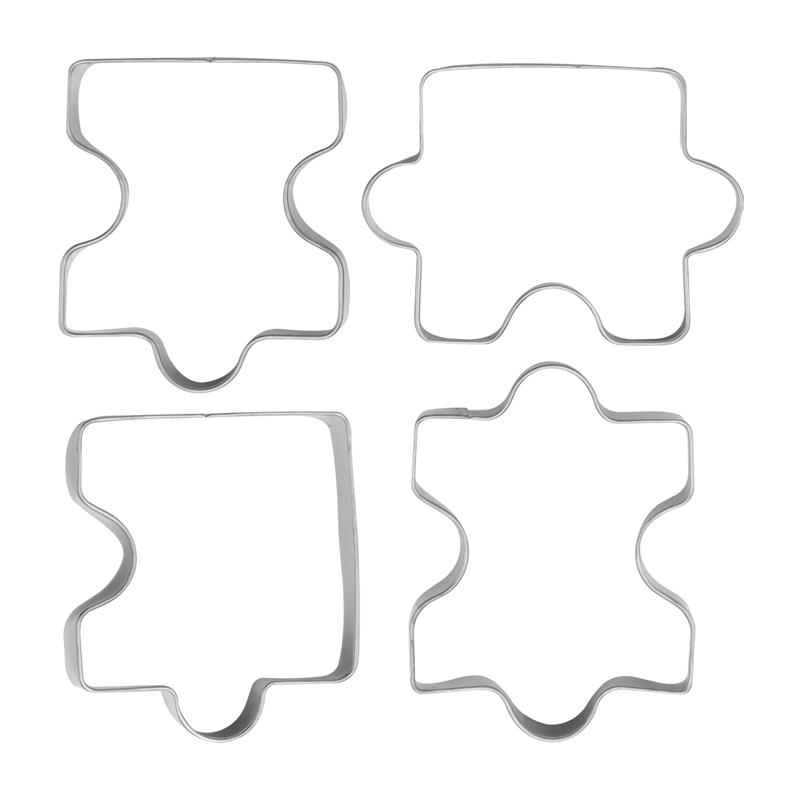 ABBY-Stainless Steel Fondant Biscuit Cookie Cutter Cake Pastry Cookie Cutter Puzzle Mold 4 Pcs