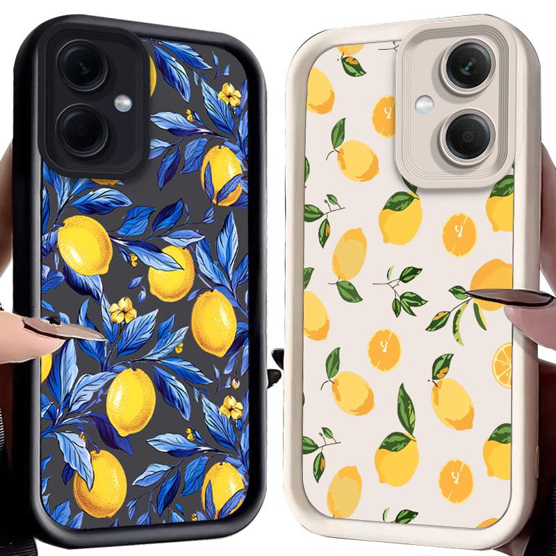 Blue Leaf Lemon Case for Xiaomi Redmi Note 14 13 12 Turbo 11S 4G 11 10 Pro Plus 9 14C 13C 12C 9C A2 A1 Soft Silicone Cover Funda