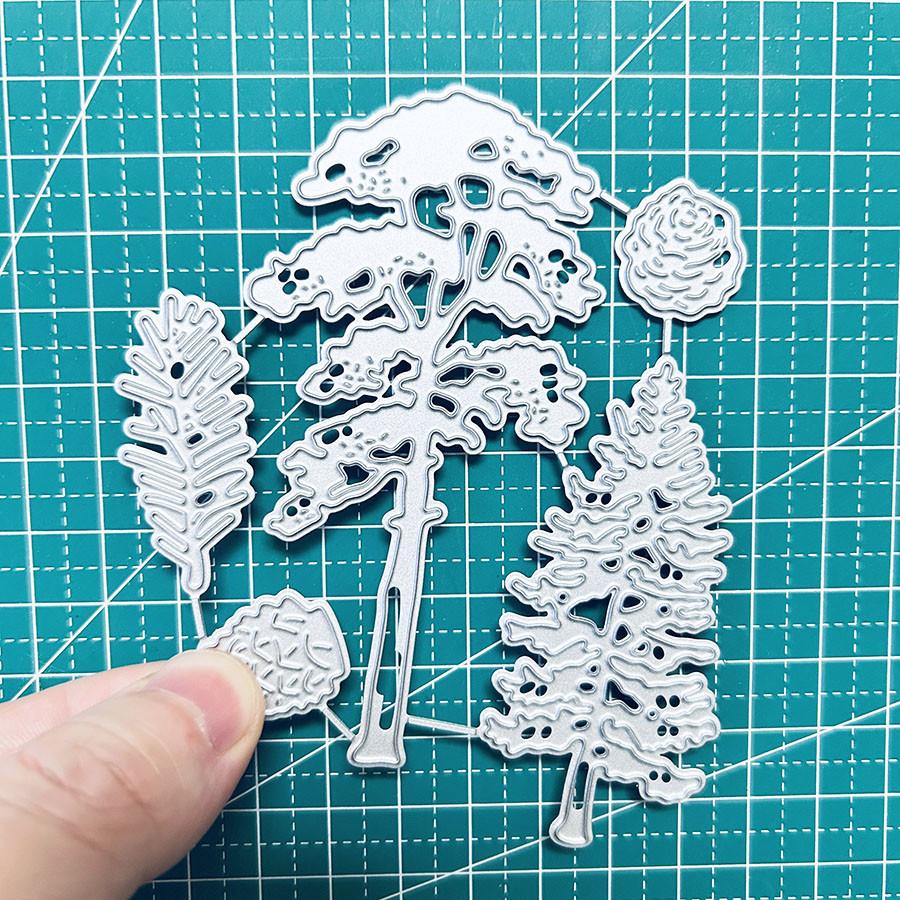 

Металлические вырубные штампы «Сосна, сосновые шишки» для DIY скрапбукинга, папка для тиснения, трафарет, декоративные для фотоальбома dies серебряный