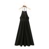 Summer European and American Women's Clothing Backless Beaded Poplin Neck Collar Dress