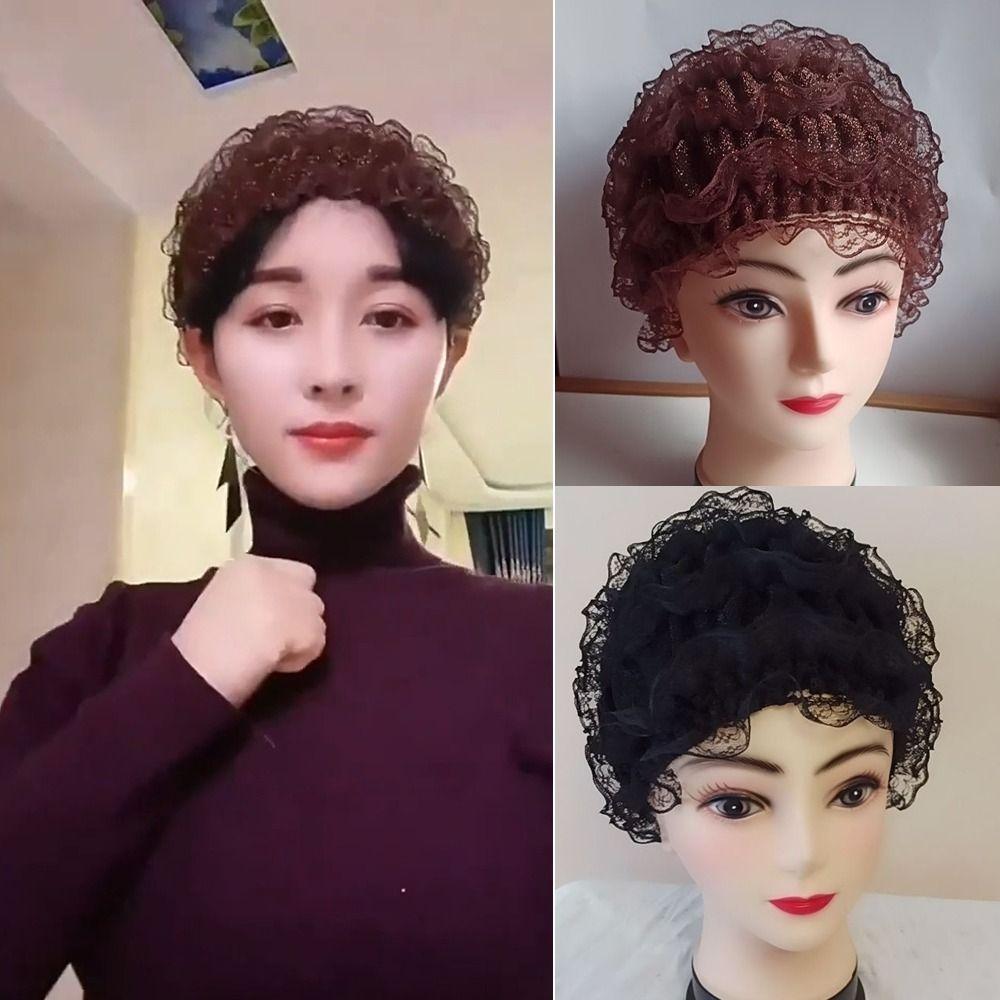 New Lace Wrap Women Turban Hat Breathable Mesh Bonnet Hats Acrylic Fibers Headband Cap Gift