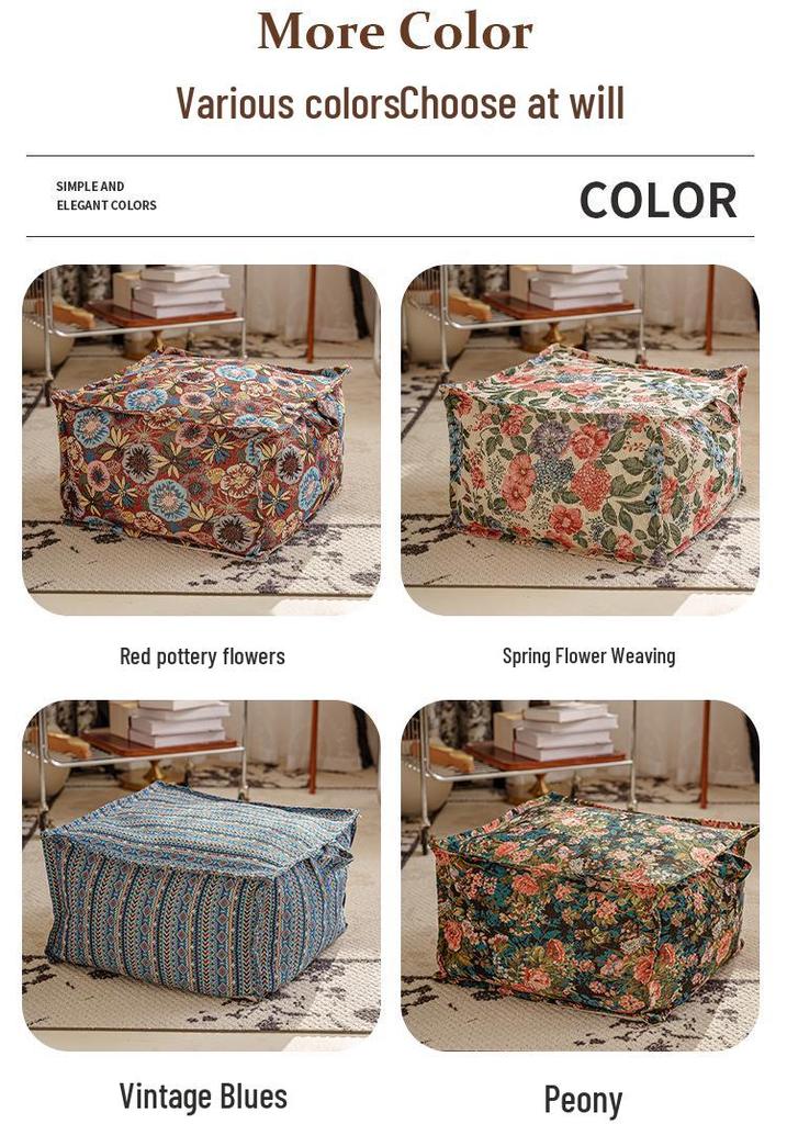 Nordic Oil Painting-Style Futon Cushion: Retro Light Luxury for Living Room Floor or Seat.