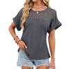 2026 Spring/Summer New Round Neck Lace Trim Loose Short Sleeve T-Shirt for Women