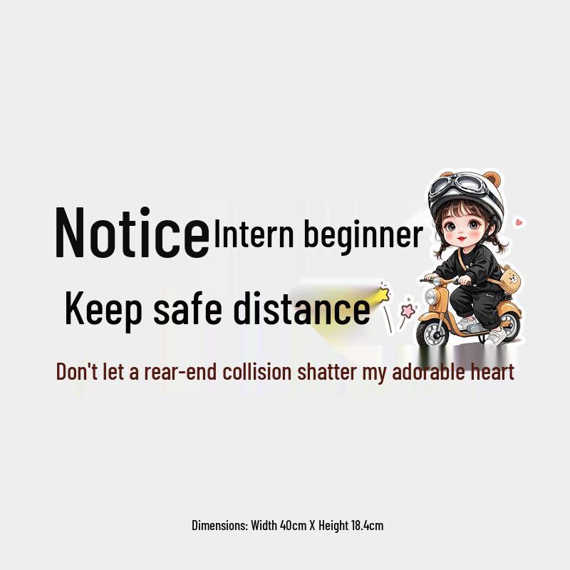 Beginner Driver Caution: Maintain Distance - Female Driver Rear Windshield Sticker