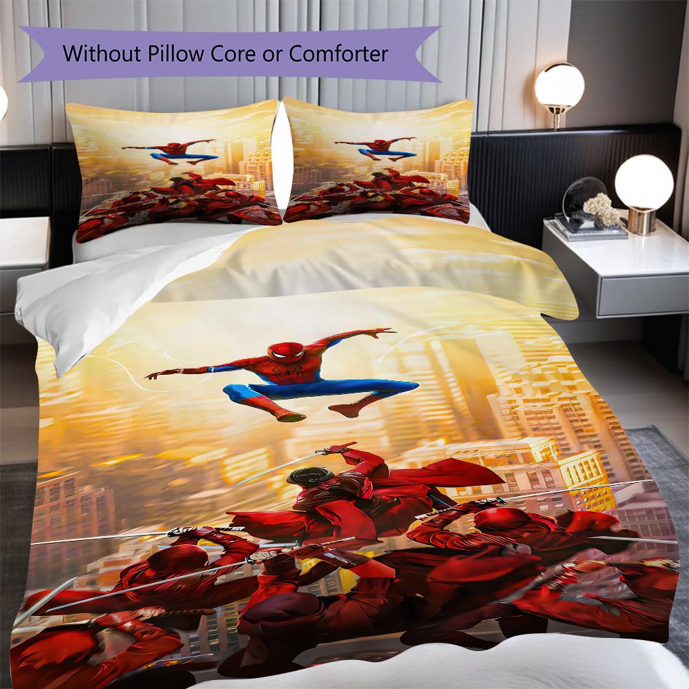 1PC Spider-Man pattern Bedding Quilt Set Quilt Cover Pillowcase Home Decoration Birthday Gift (1 * duvet cover + 2 * pillowcase, without core)