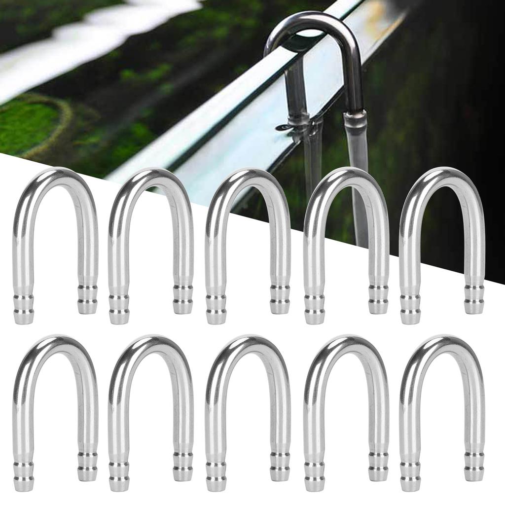 10Pcs Fish Tank U Shape Elbow Pipe Stainless Steel Oxygen Pump CO2 Tubing Aquarium Accessory