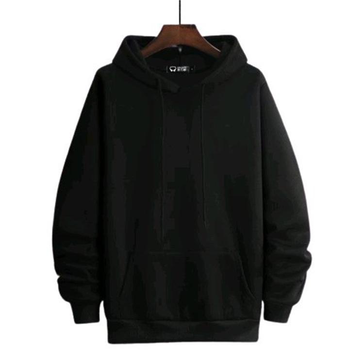 Unisex Kadife Destekli Bol Kesim Kapüşonlu Sweatshirt - İlkbahar/Sonbahar Kore Tarzı, Düz Renk