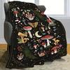 Mushroom Print Flannel Throw Blanket Soft Warm Comfortable MothProof Gothic Witch Style Perfect for Home Sofa Bed Office Decor C