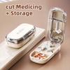 Gesundheitspillen-Etui Viertel-Tablettenteiler Aufbewahrungsbox Tragbar Tabletten-Medikamenten-Staubdichter Teiler für Kleine und Große Pillen