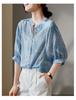 100% mulberry silk printed round neck shirt for women in 2026 summer, loose and casual, versatile silk top