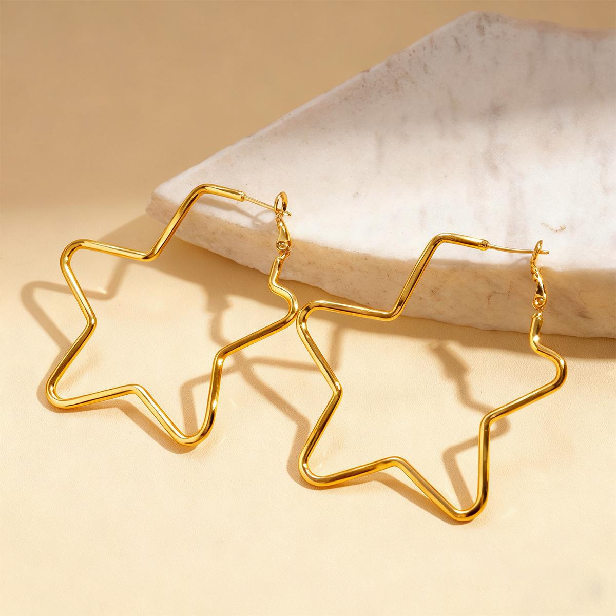 Metal hollow star earrings cold wind personality versatile earrings earrings