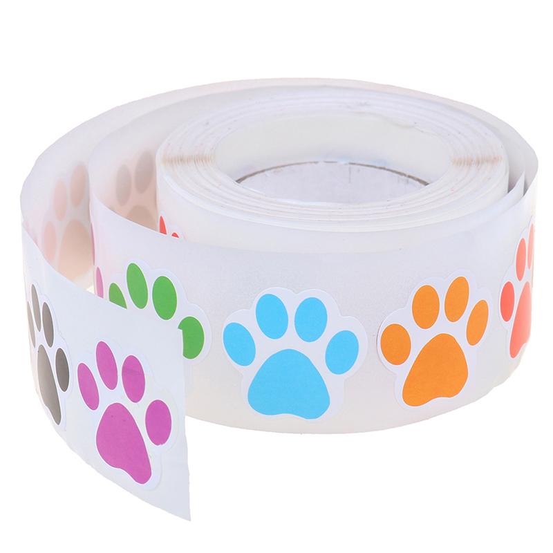 500Pcs Colorful Paw Print Stickers Dog Cat Paw Labels Stickers Reward Sticker