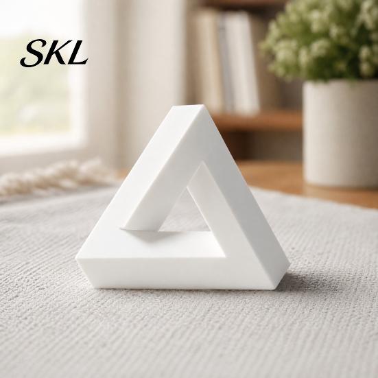 Abstract Triangle Art Sculpture, 3D Printed Optical Illusion Figurine, Minimalist Geometric Desktop Decoration for Living Room, Office, Shelf, Coffee