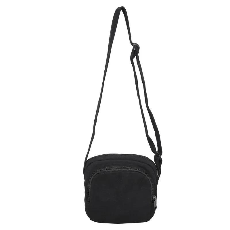 Small monochromatic square bag for women washed canvas shoulder bag for cell phone versatile casual bag