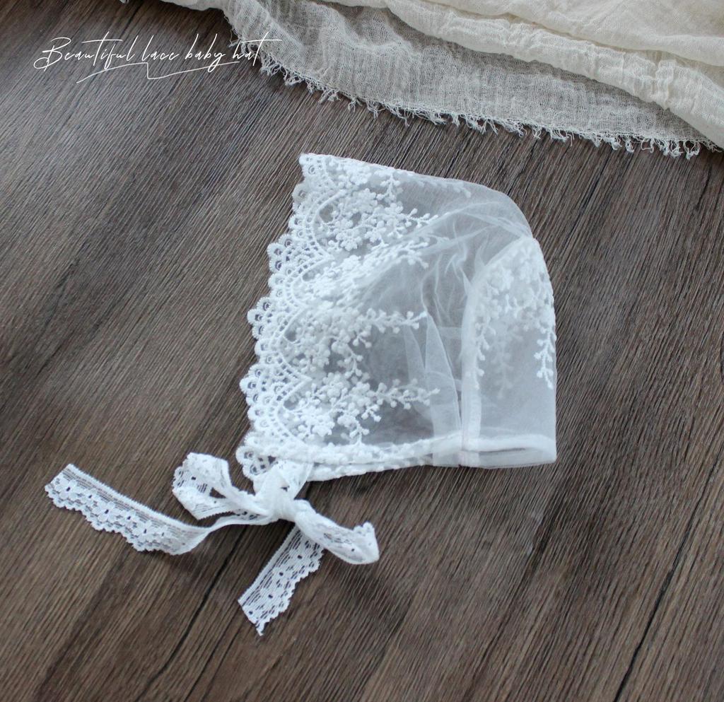 Baby Girls' Lace Embroidered Mesh Hat - Spring/Summer Photoshoot Cap